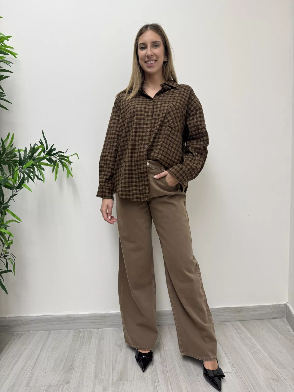 Camicia a Quadri Marrone 1