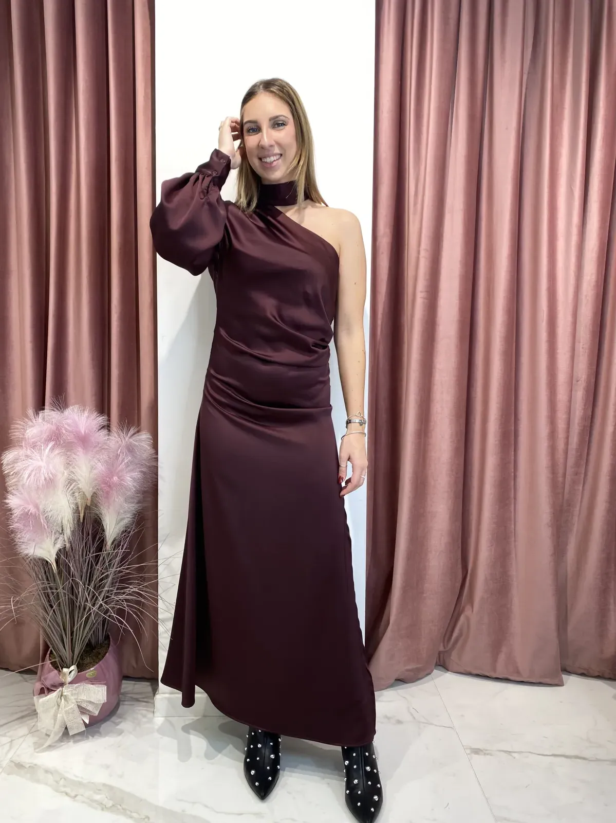 Abito Lungo Mono-spalla Tensione In 1