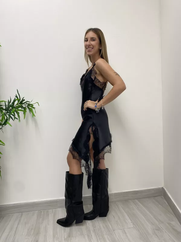 Abito in Raso con Pizzo 2
