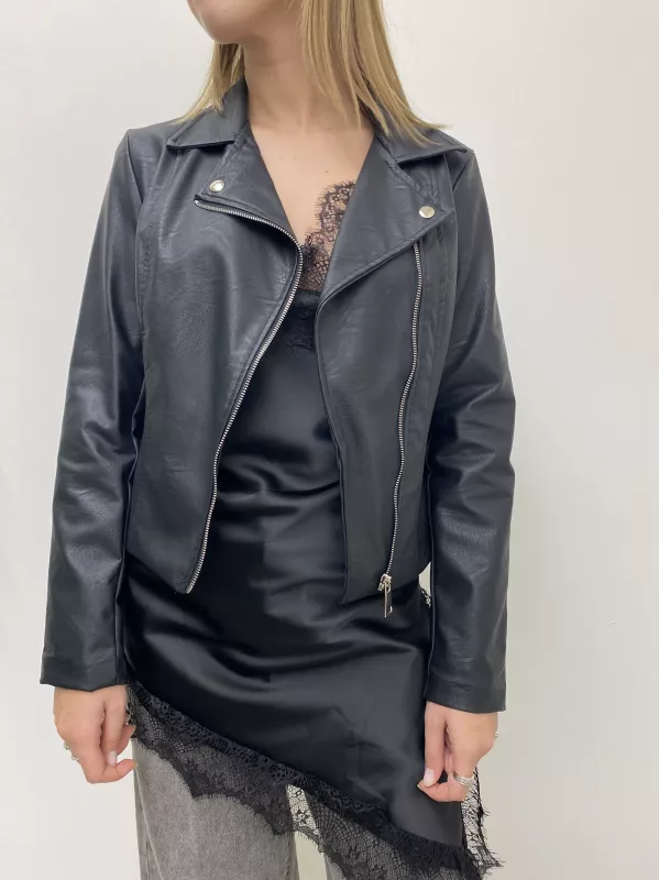 Chiodo Ecopelle Nero Susy Mix 2