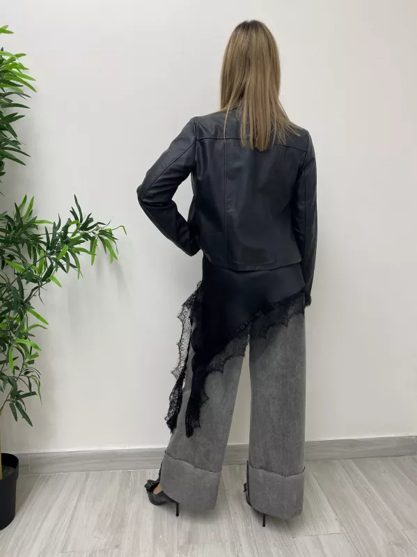 Chiodo Ecopelle Nero Susy Mix 2