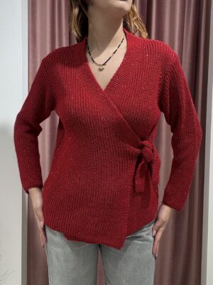 KIMONO INCROCIO CON NODO ROSSO KIKISIX - immagine 1